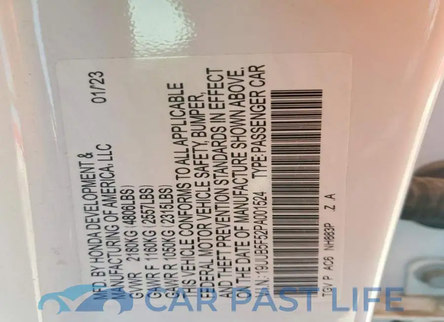 19UUB5F52PA001524# 12