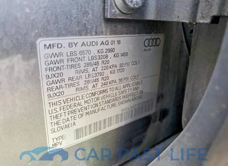 WA1LAAF72HD006000# 13