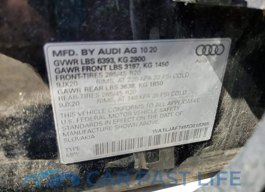 WA1LJAF74MD018305# 13