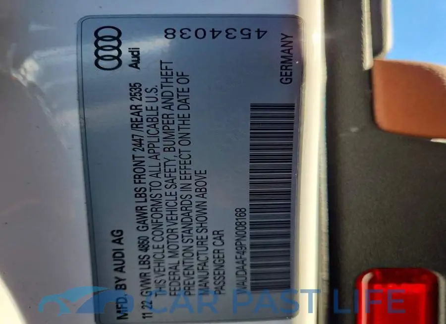 WAUDAAF49PN008168# 12