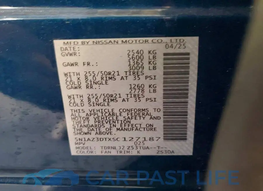 5N1AZ3DTXSC127187# 12