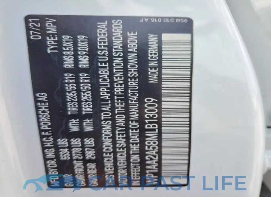 WP1AA2A58MLB13009# 13