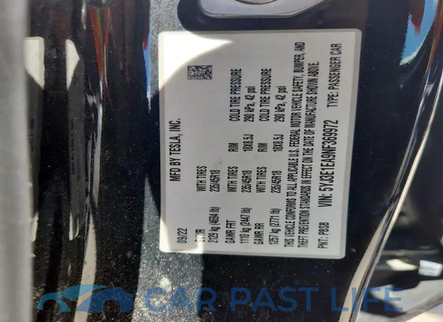 5YJ3E1EA9NF369972# 12