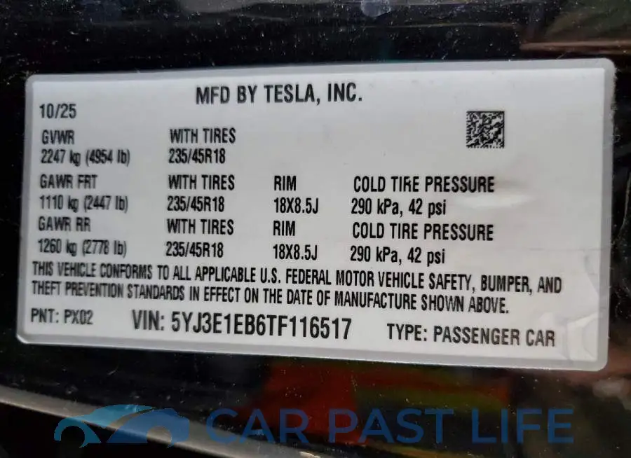 5YJ3E1EB6TF116517# 12