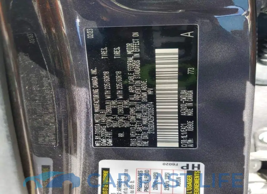 2T2GDCAZ5PC005174# 12