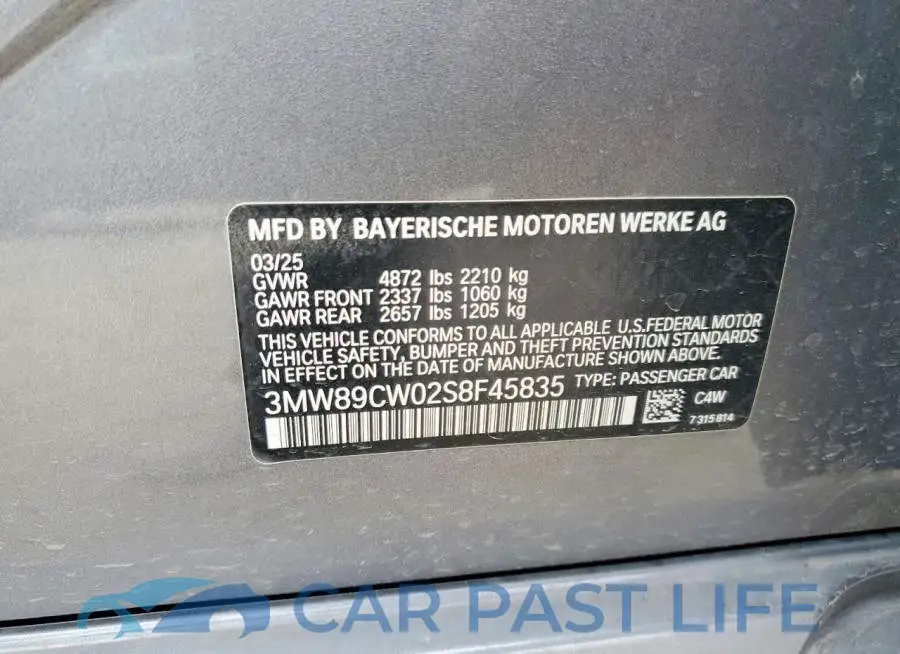 3MW89CW02S8F45835# 12