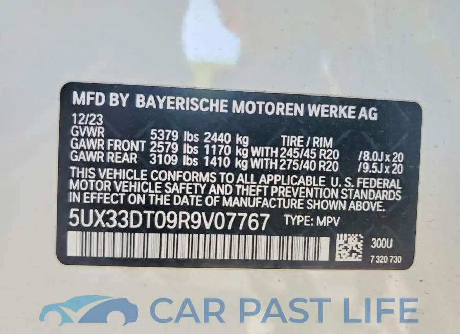 5UX33DT09R9V07767# 14