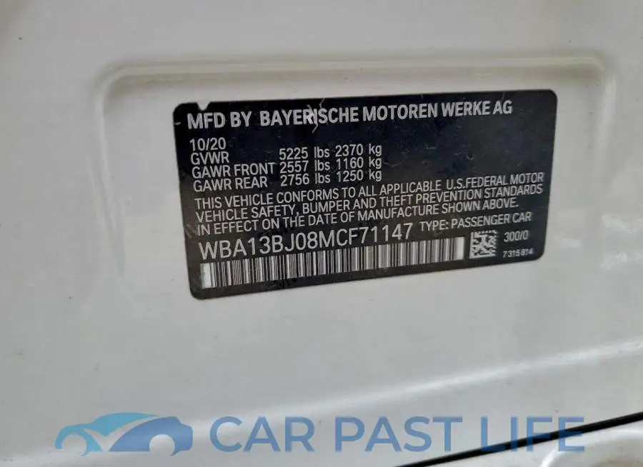 WBA13BJ08MCF71147# 12