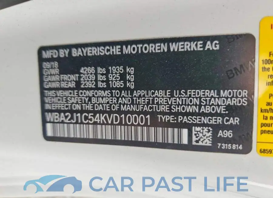 WBA2J1C54KVD10001# 13