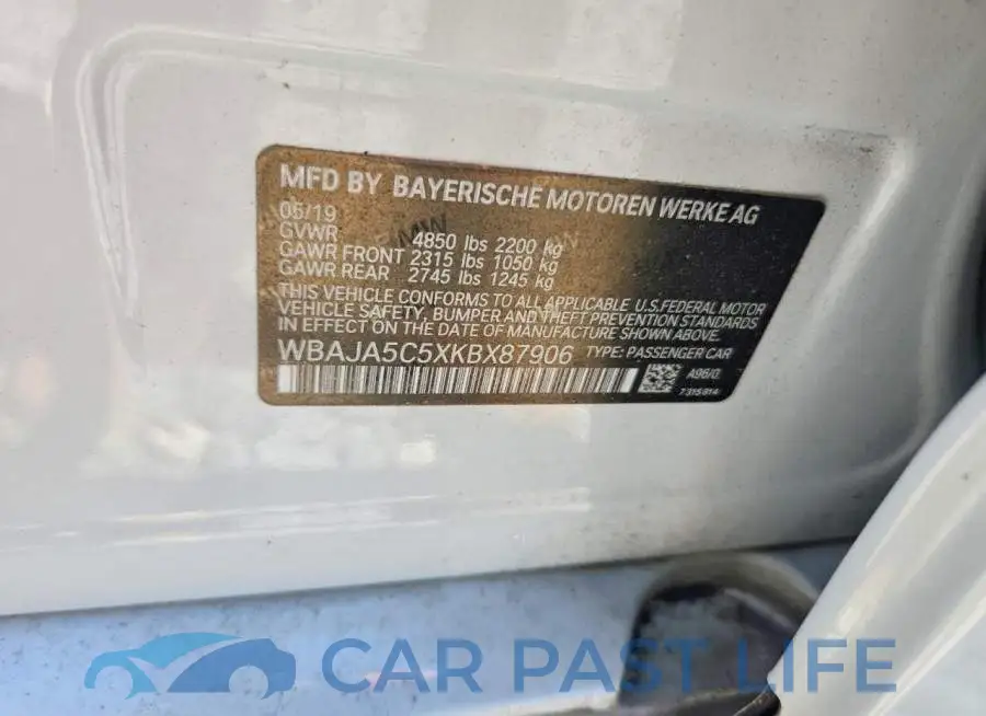 WBAJA5C5XKBX87906# 12