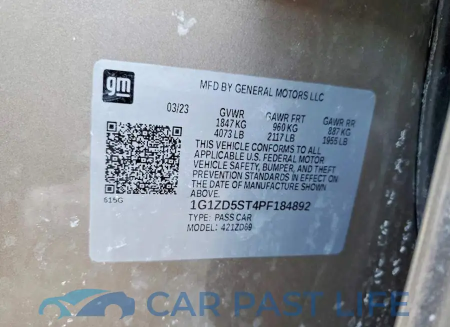 1G1ZD5ST4PF184892# 12