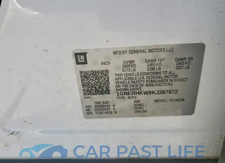 1GNERHKW9KJ287872# 14