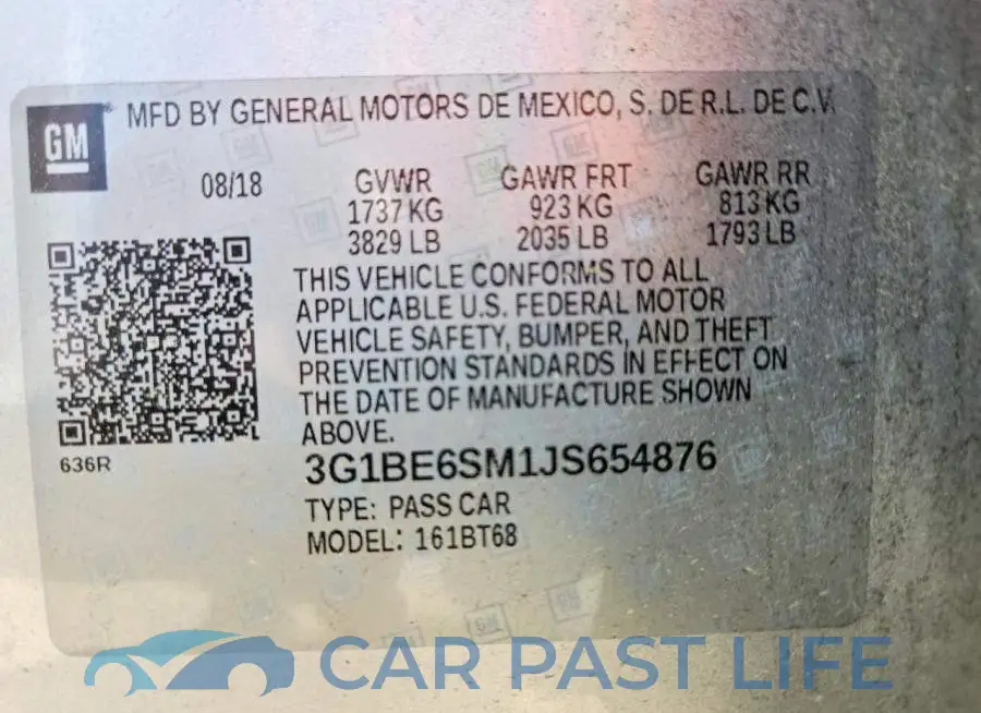 3G1BE6SM1JS654876# 12