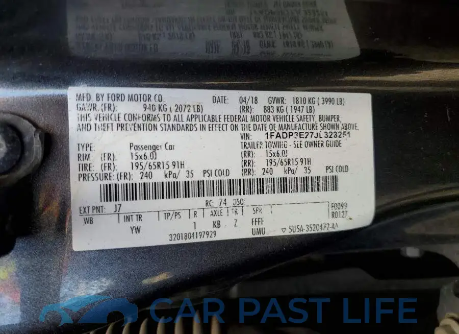 1FADP3E27JL323251# 12