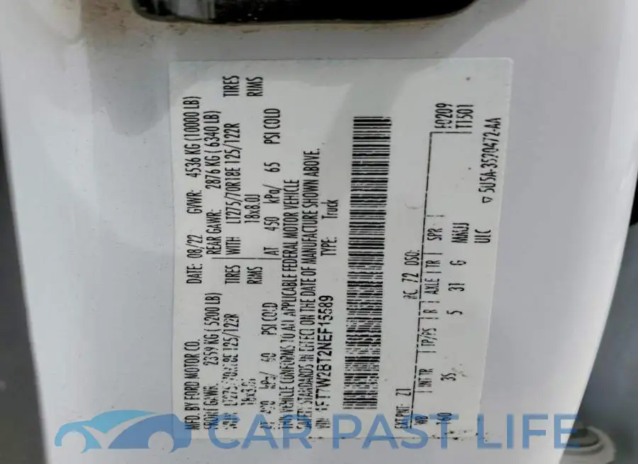 1FT7W2BT2NEF15589# 12