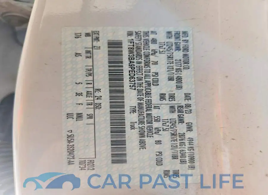 1FT8W3BA9PED63757# 12