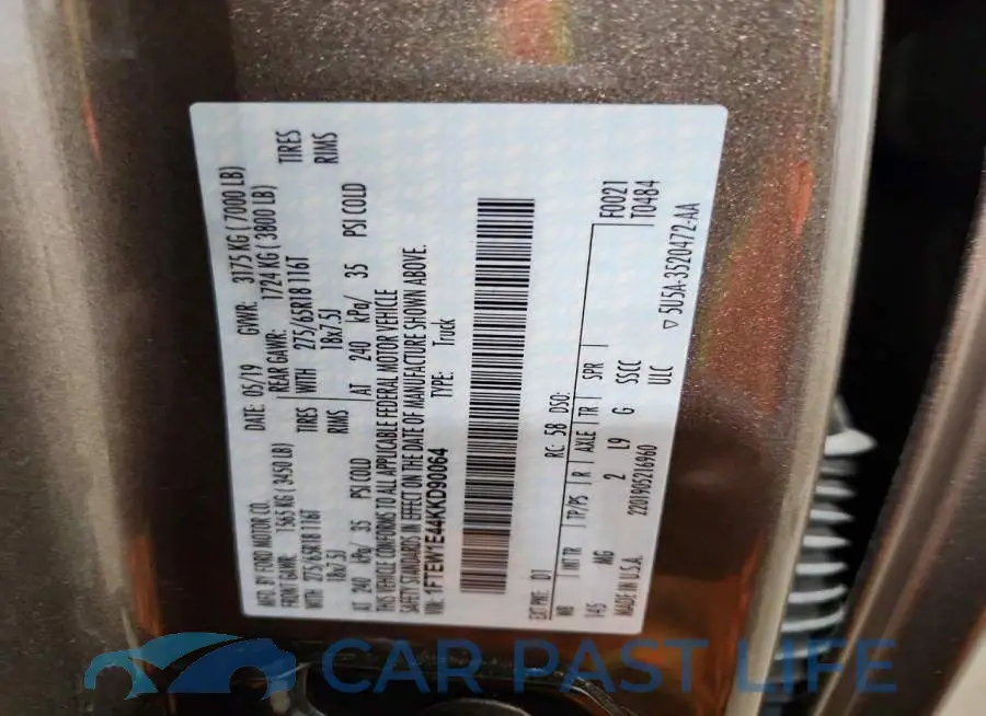 1FTEW1E44KKD90064# 13
