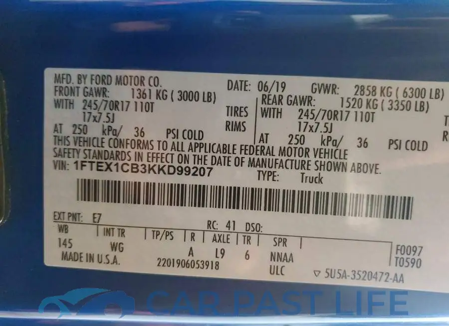 1FTEX1CB3KKD99207# 12