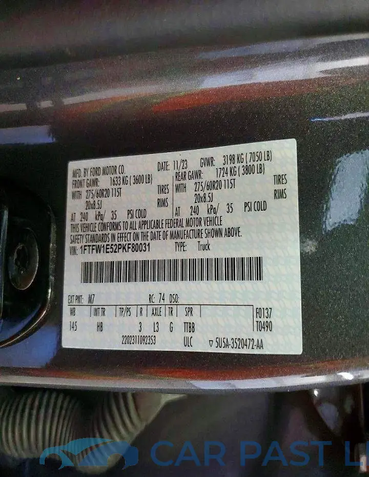 1FTFW1E52PKF80031# 12