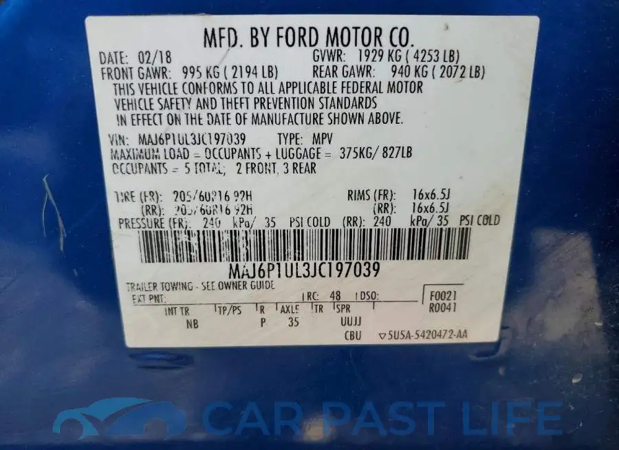 MAJ6P1UL3JC197039# 13