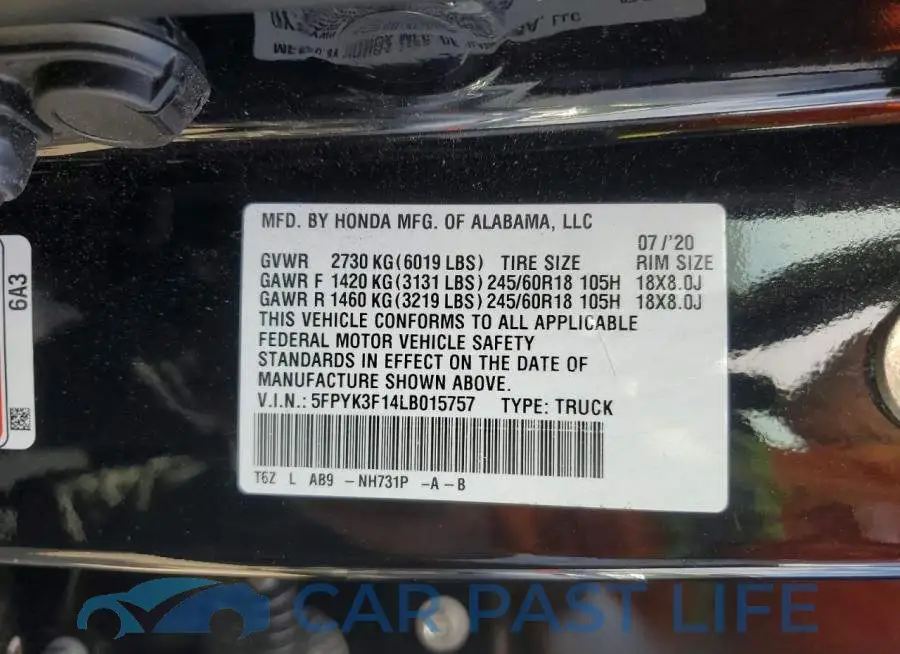 5FPYK3F14LB015757# 12