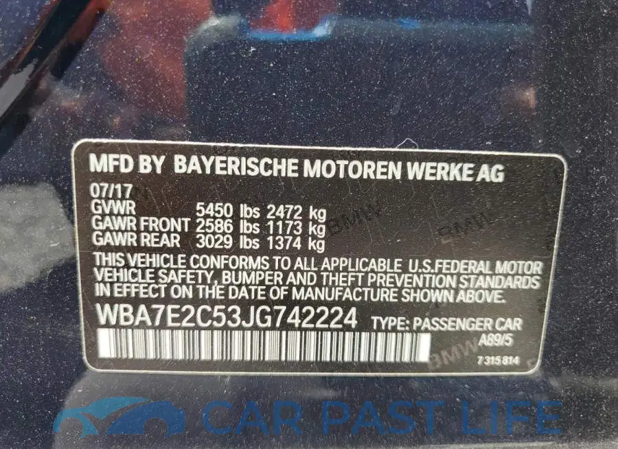 WBA7E2C53JG742224# 12