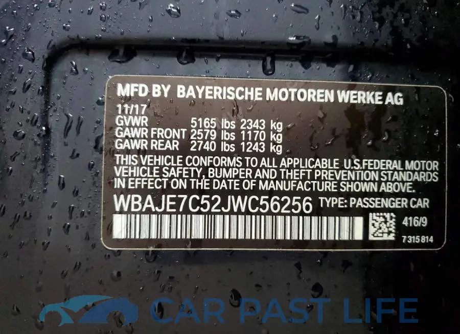WBAJE7C52JWC56256# 13