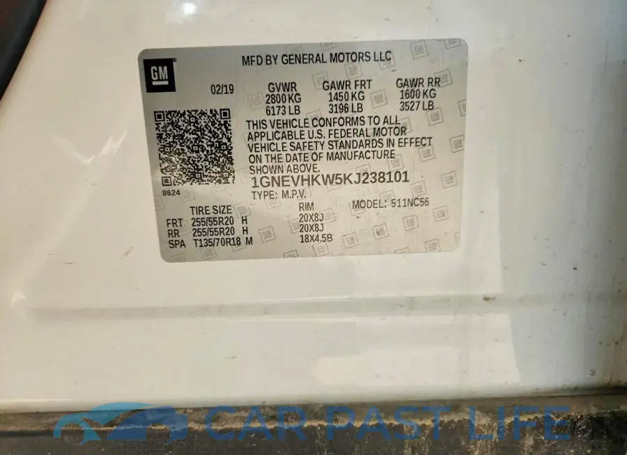 1GNEVHKW5KJ238101# 14