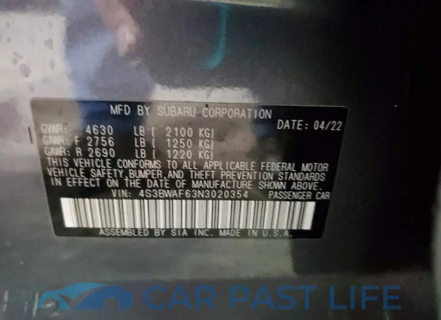 4S3BWAF63N3020354# 12