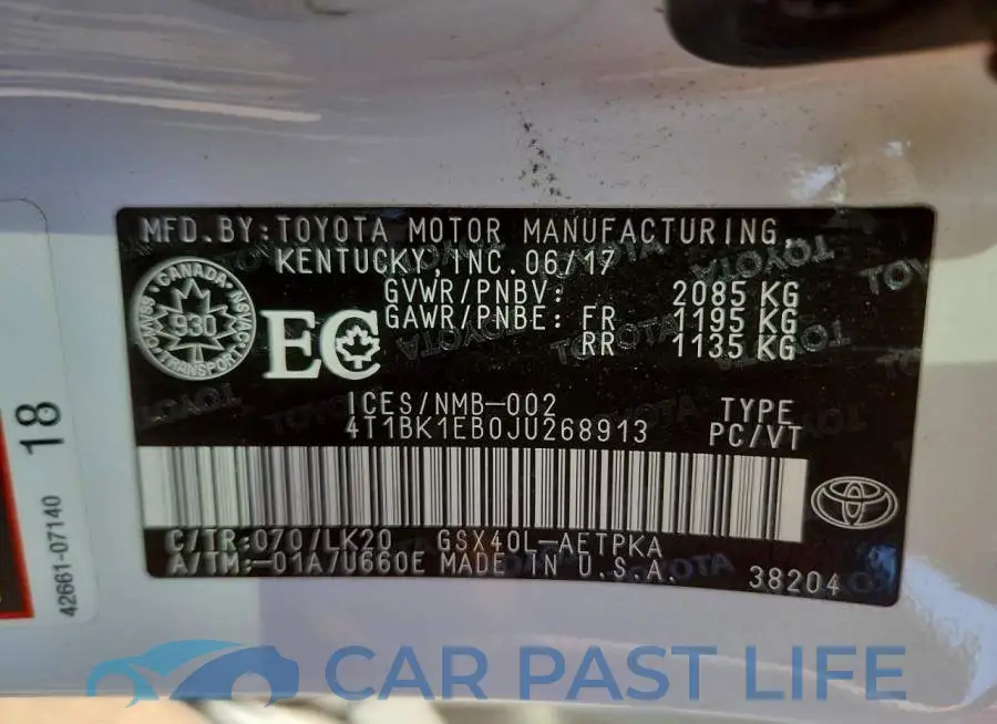 4T1BK1EB0JU268913# 13