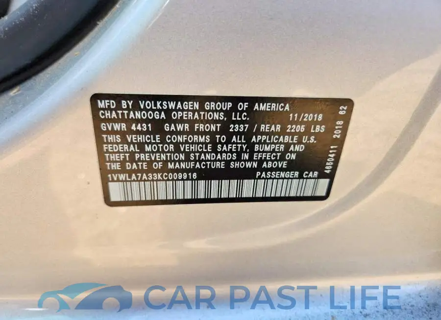 1VWLA7A33KC009916# 12