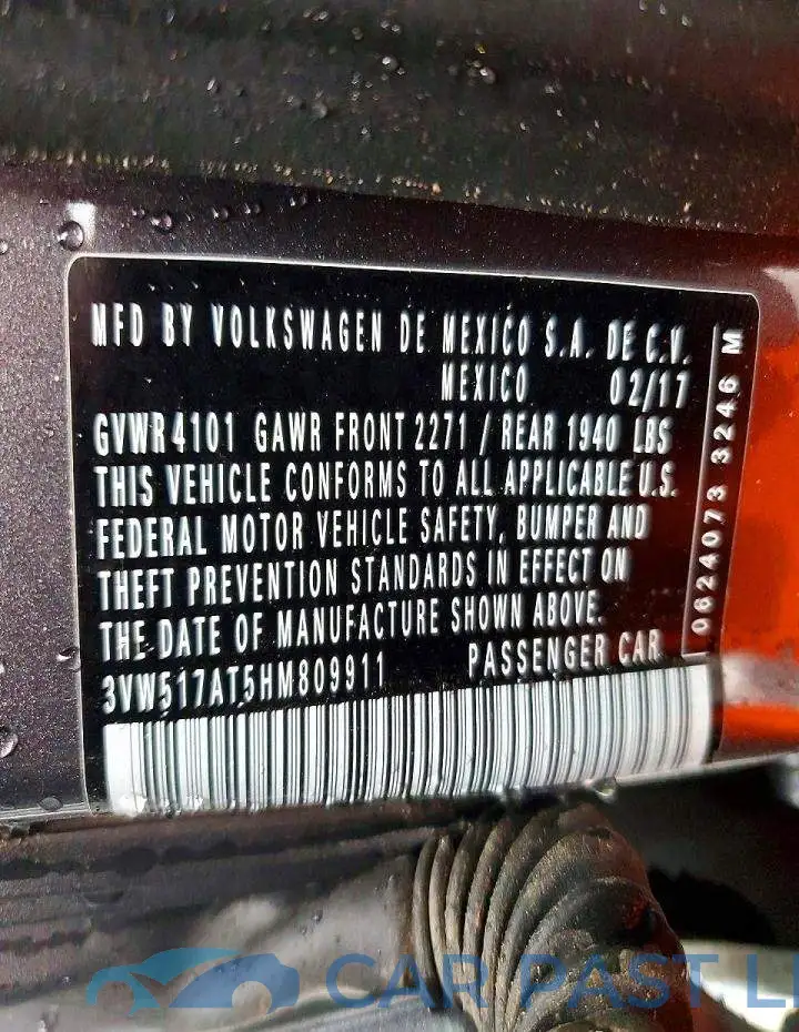 3VW517AT5HM809911# 12