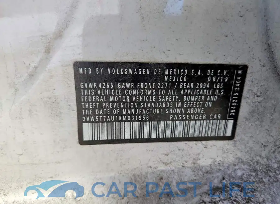 3VW5T7AU1KM031956# 12