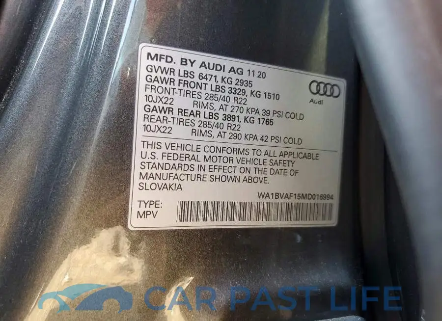 WA1BVAF15MD016994# 12