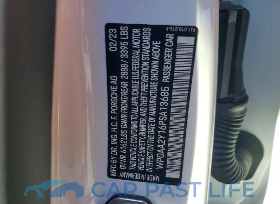 WP0AA2Y16PSA13685# 12