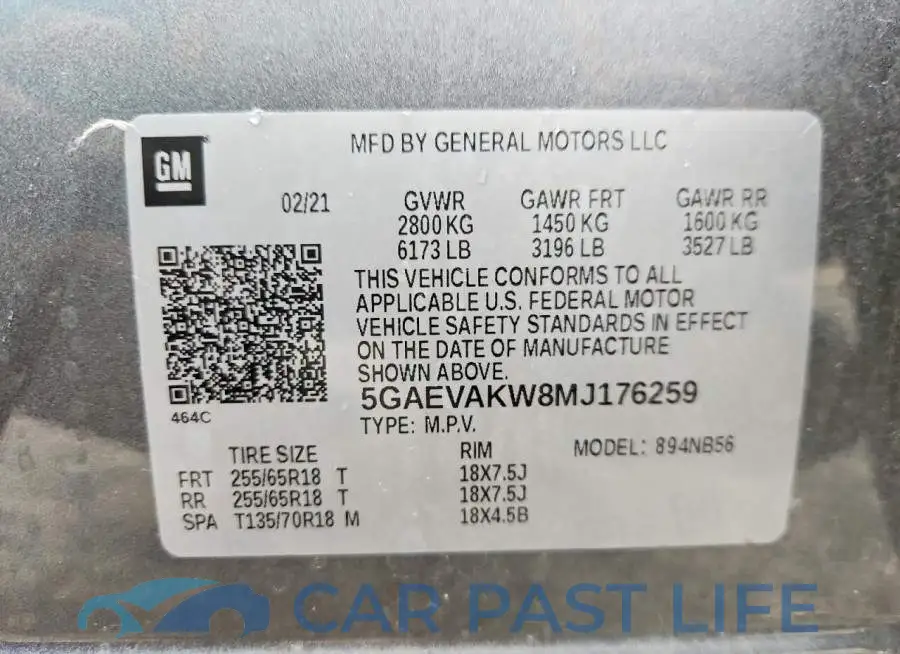 5GAEVAKW8MJ176259# 13