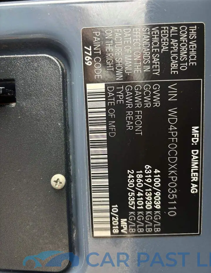 WD4PF0CDXKP035110# 10