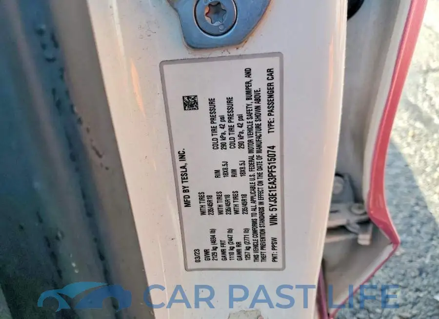 5YJ3E1EA3PF515074# 12