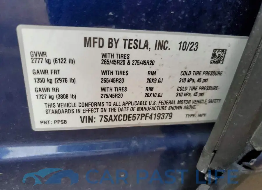 7SAXCDE57PF419379# 12