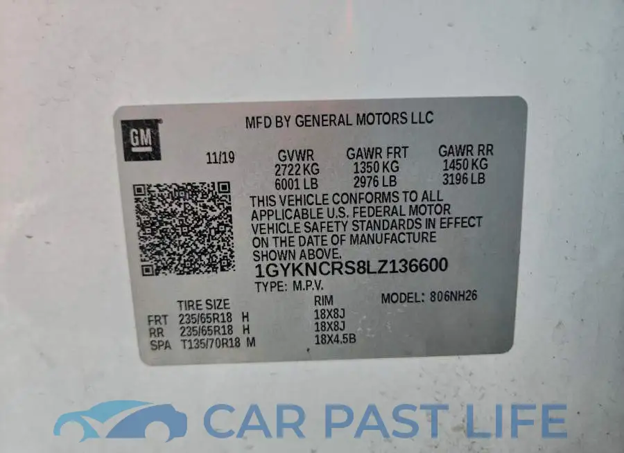 1GYKNCRS8LZ136600# 13