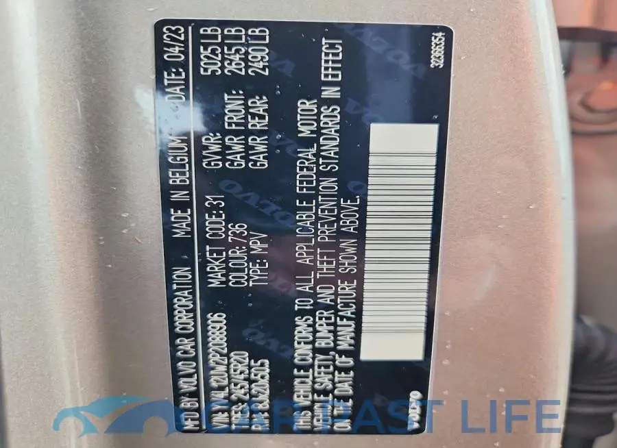 YV4L12UW2P2088906# 13