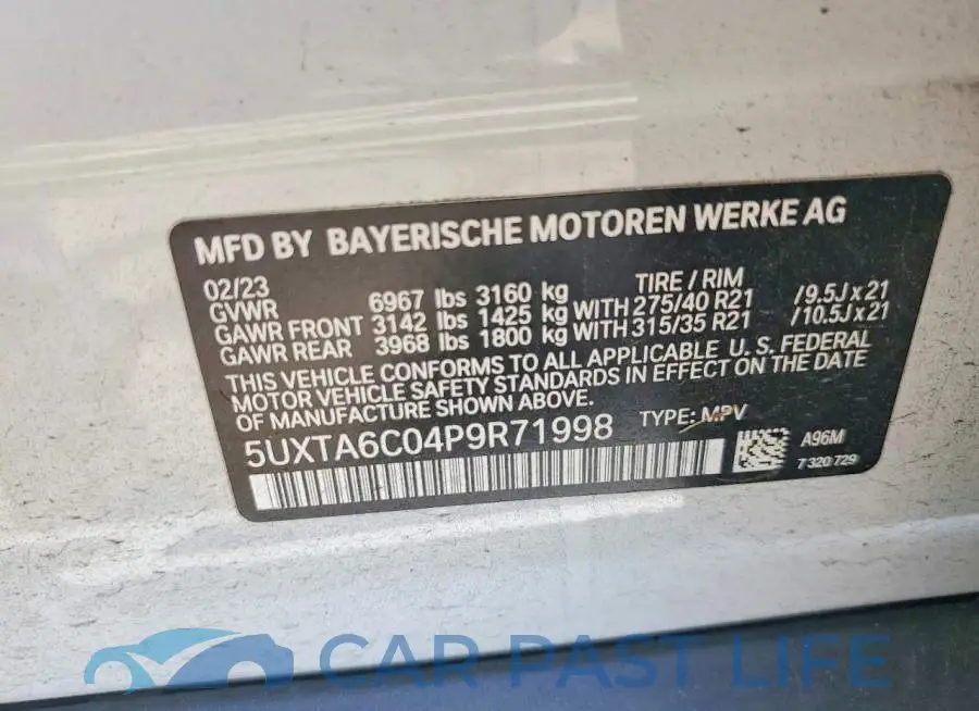 5UXTA6C04P9R71998# 14