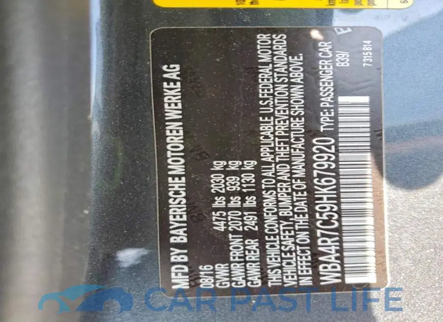 WBA4R7C59HK679920# 12