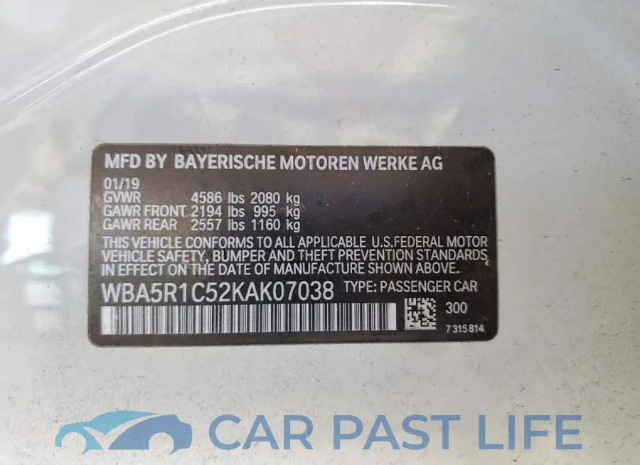 WBA5R1C52KAK07038# 12