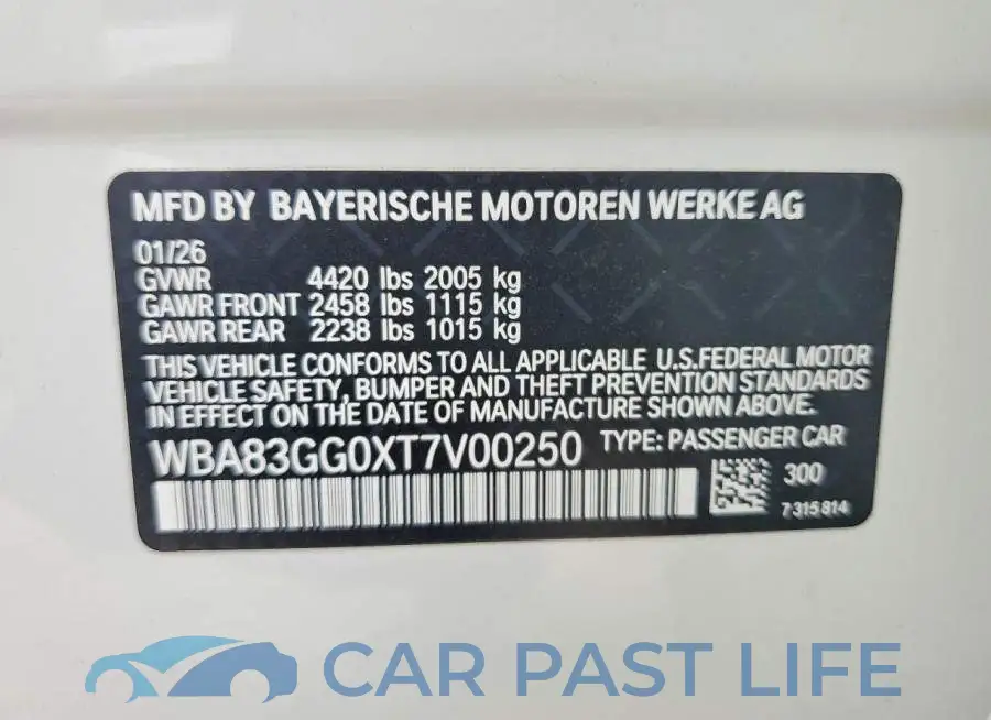 WBA83GG0XT7V00250# 12