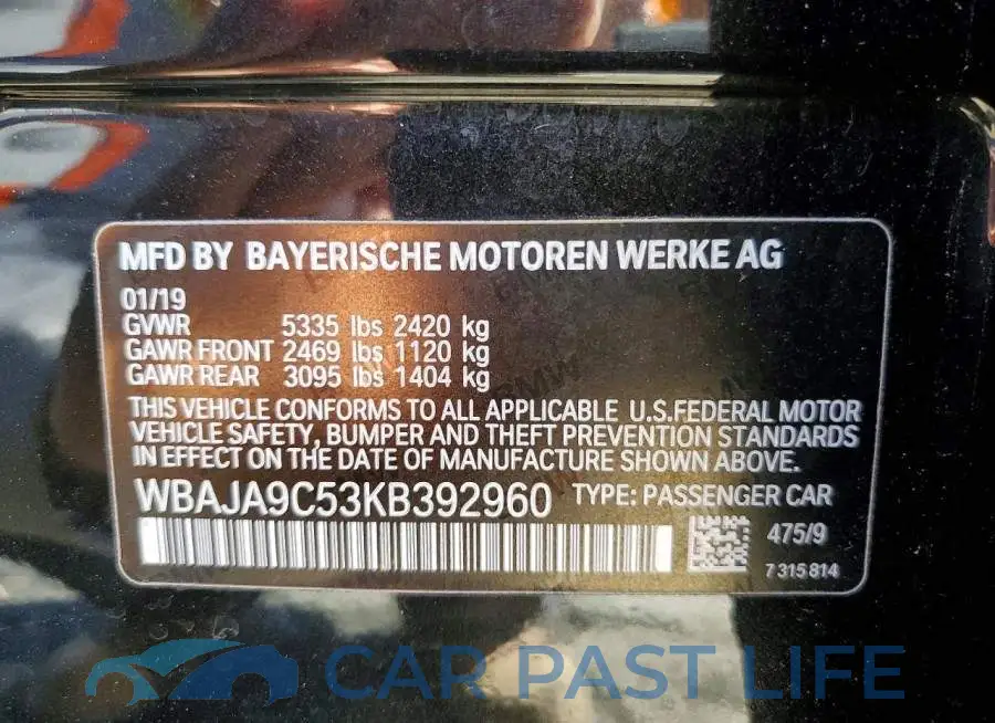 WBAJA9C53KB392960# 12