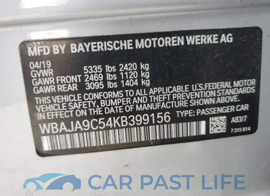 WBAJA9C54KB399156# 13