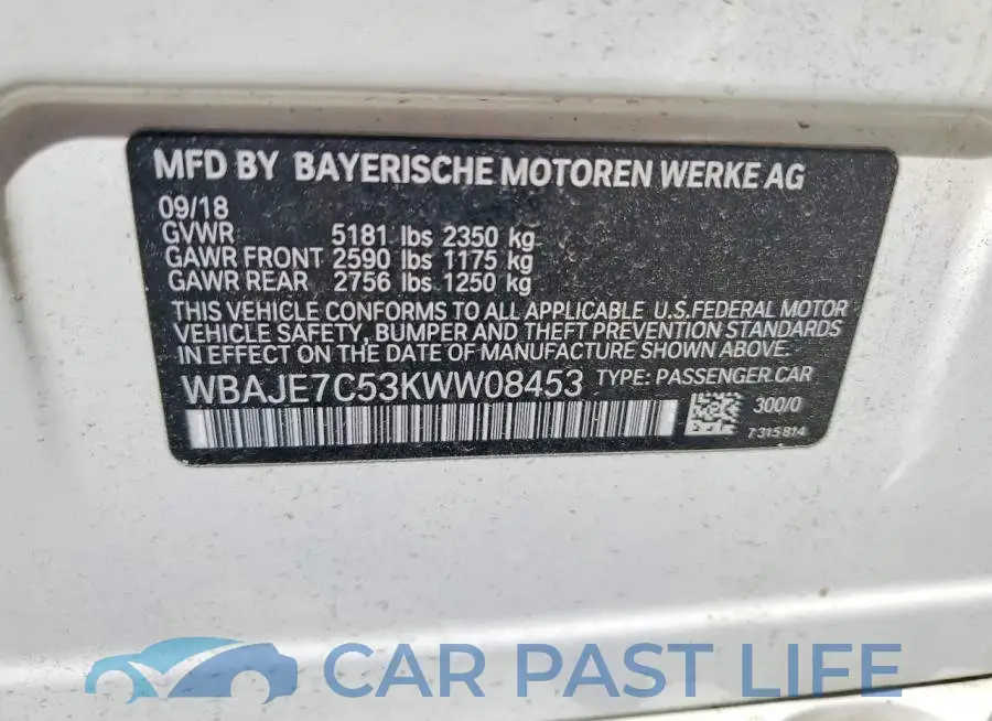 WBAJE7C53KWW08453# 12