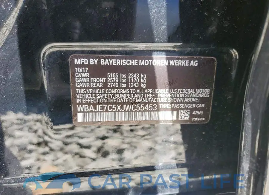 WBAJE7C5XJWC55453# 12