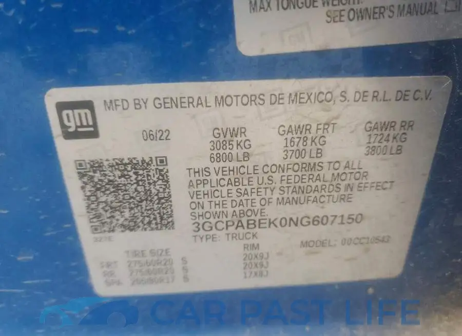 3GCPABEK0NG607150# 12